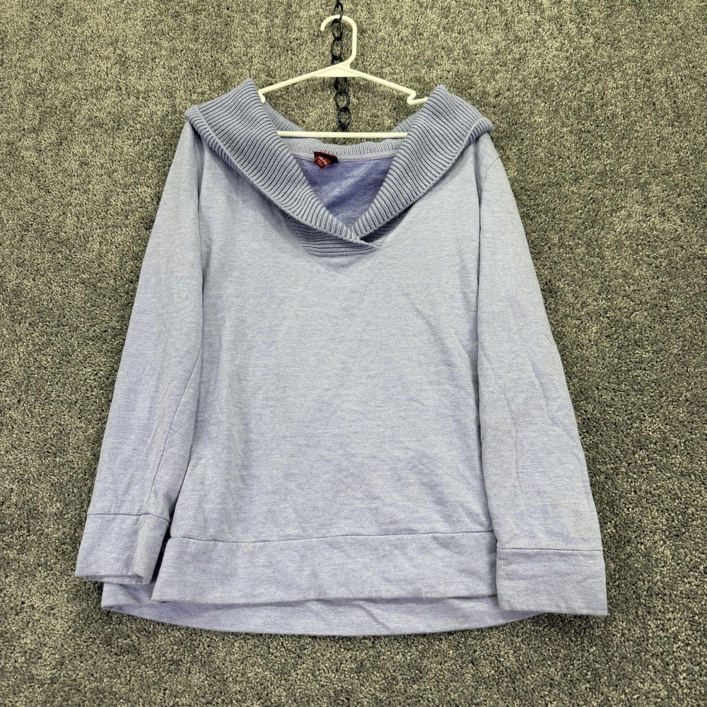 Merona Sweatshirt Womens XXL Purple Long Sleeve Cowl Neck Fleece Casual Top